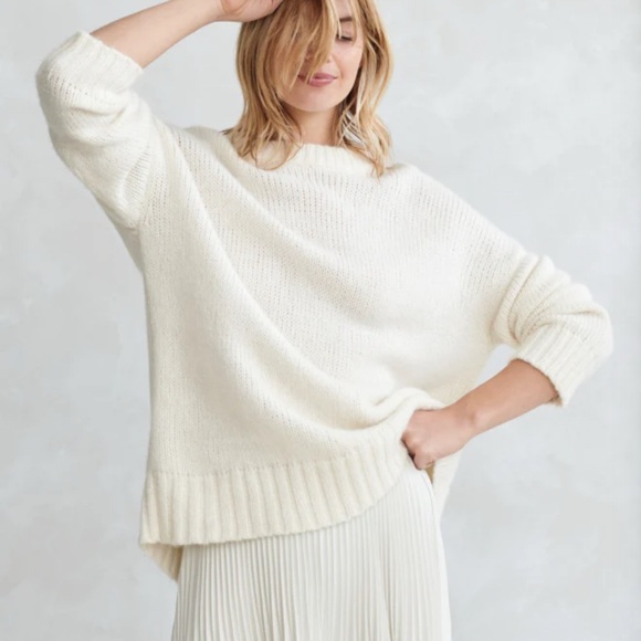 Jenni Kayne Alpaca Cocoon Crewneck in Ivory size Small NWT - Picture 1 of 9